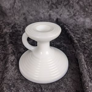 Vintage style milk glass ringed chamber stick